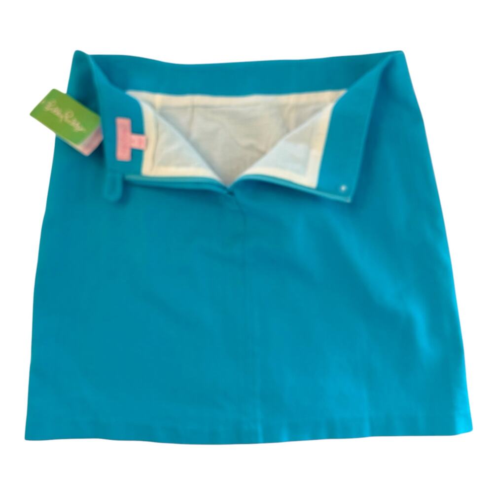 Lilly Pulitzer NWT | turquoise Roslyn mini skirt orange coral detail | size 4 - Picture 4 of 7